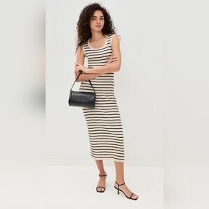 Z Supply Gisele Stripe Midi Dress Color: Sandshell Size:XL Qty:03